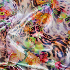 Floral Leopard Animal Print Stretch Satin Dress Fabric