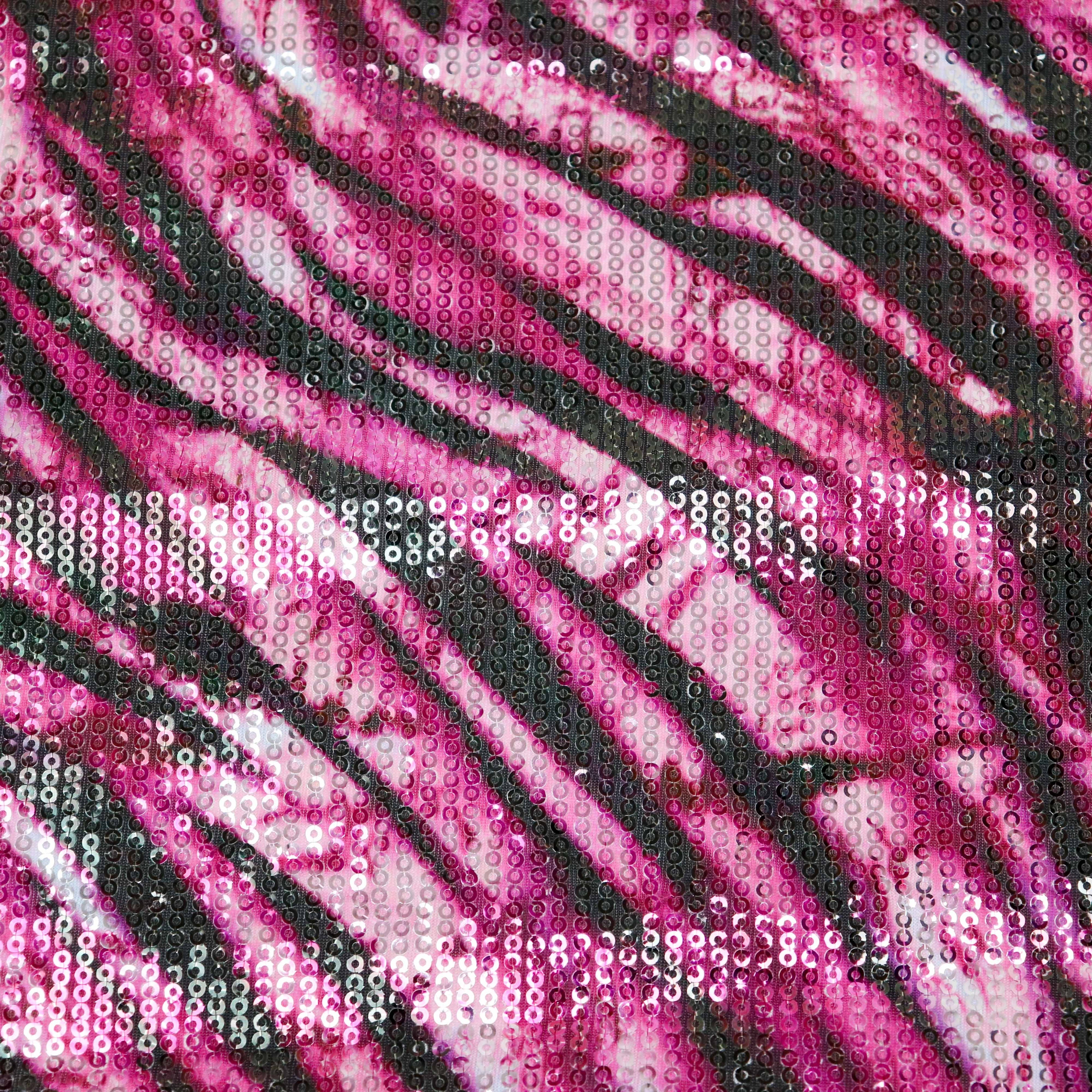Pink Zebra Print Stretch Sequin Fabric
