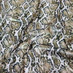 Natural Snakeskin Print Stretch Sequin Fabric