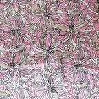 Pink Abstract Floral Print Stretch Satin Dress Fabric