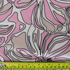 Pink Abstract Floral Print Stretch Satin Dress Fabric