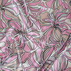 Pink Abstract Floral Print Stretch Satin Dress Fabric