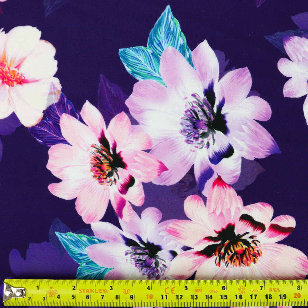 Purple Pink Floral Crepe Dress Fabric