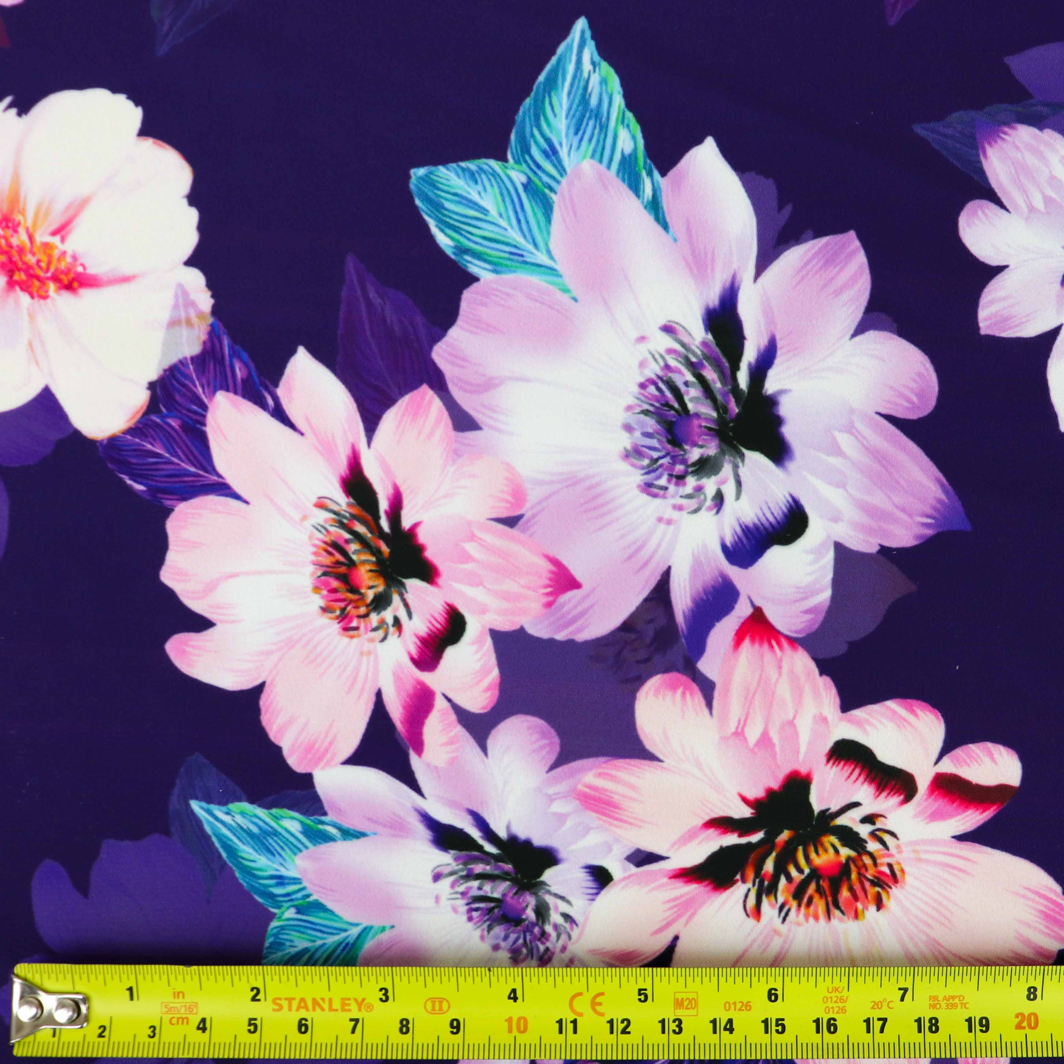 Purple Pink Floral Crepe Dress Fabric