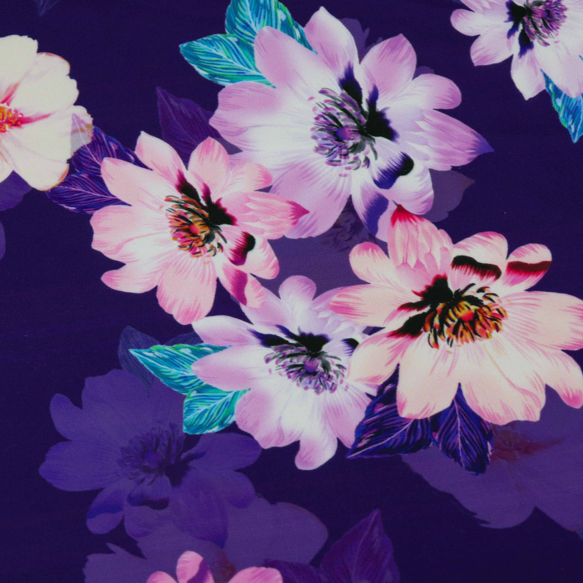 Purple Pink Floral Crepe Dress Fabric
