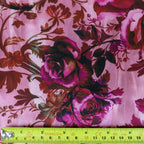 Pink Rose Floral Print Stretch Satin Dress Fabric