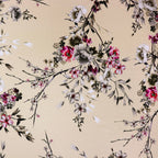 Butter Yellow Floral Scuba Crepe Fabric – Pink & Grey Flowers