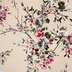 Butter Yellow Floral Scuba Crepe Fabric – Pink & Grey Flowers