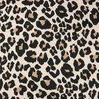 Cream Black & Tan Leopard Animal Print Linen Look Fabric