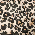 Cream Black & Tan Leopard Animal Print Linen Look Fabric