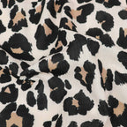 Cream Black & Tan Leopard Animal Print Linen Look Fabric