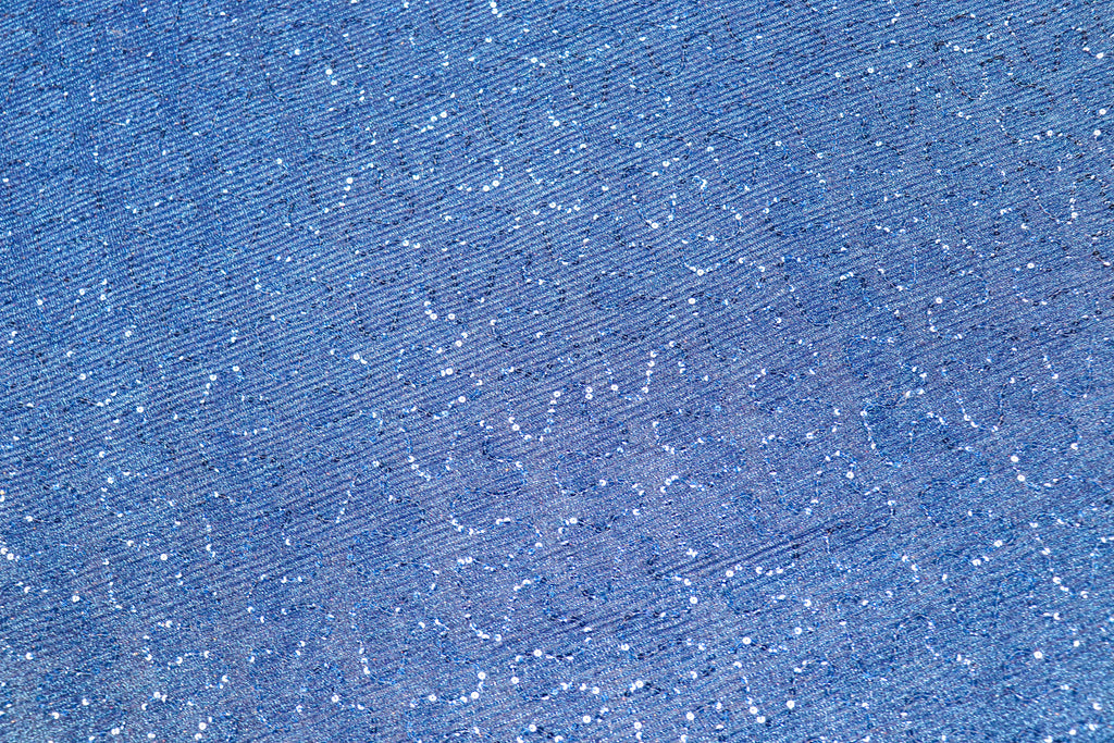 Blue Sequin Lurex Fabric with Shimmer Finish