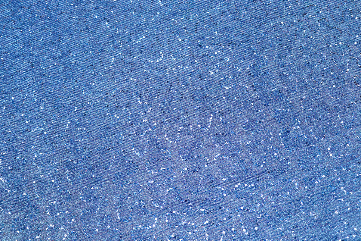 Blue Sequin Lurex Fabric with Shimmer Finish