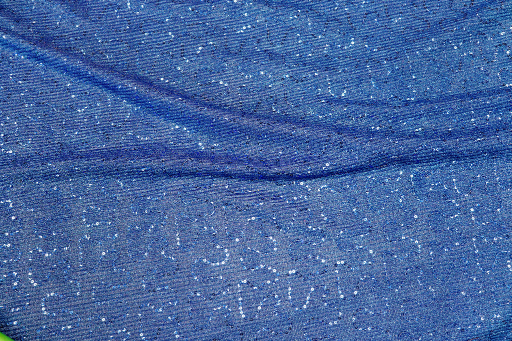 Blue Sequin Lurex Fabric with Shimmer Finish