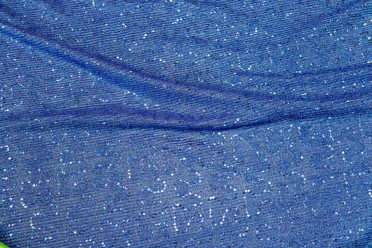 Blue Sequin Lurex Fabric with Shimmer Finish