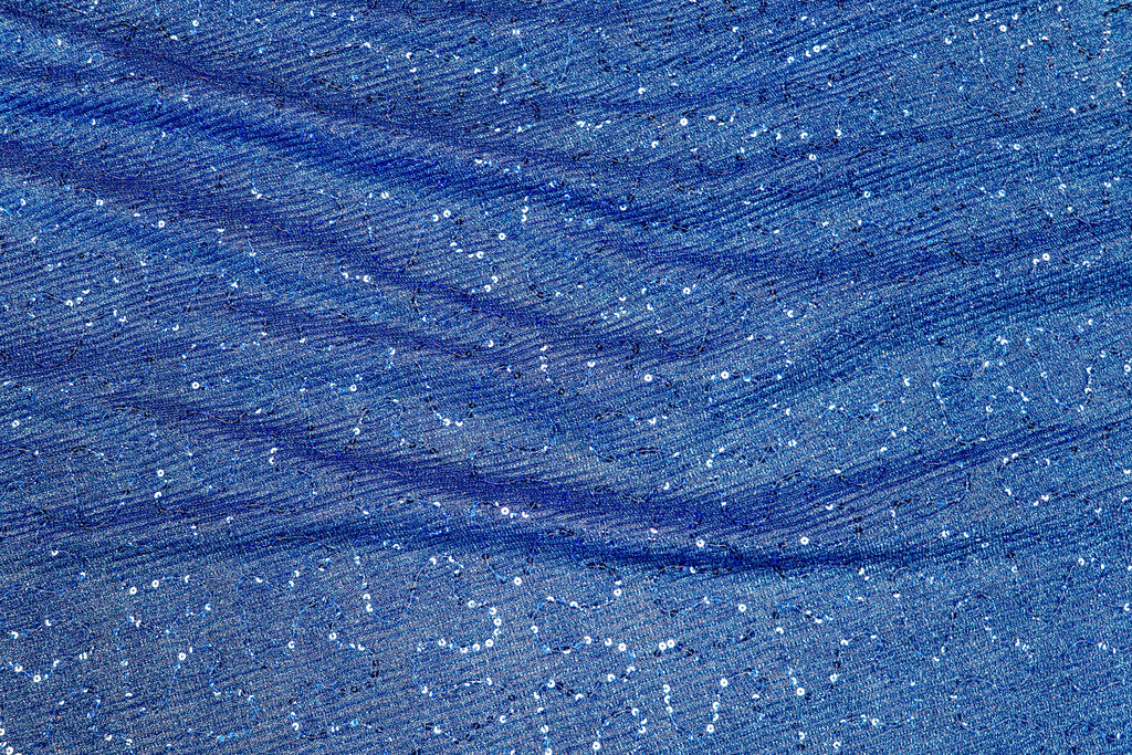 Blue Sequin Lurex Fabric with Shimmer Finish