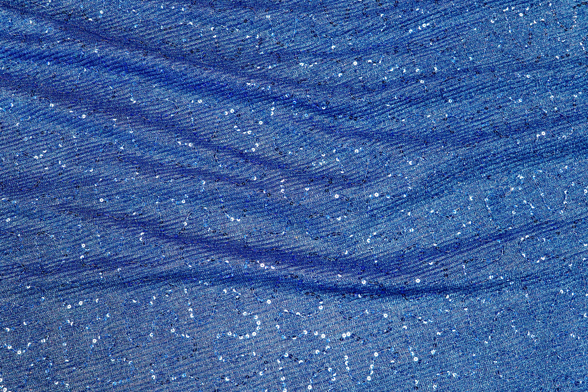Blue Sequin Lurex Fabric with Shimmer Finish