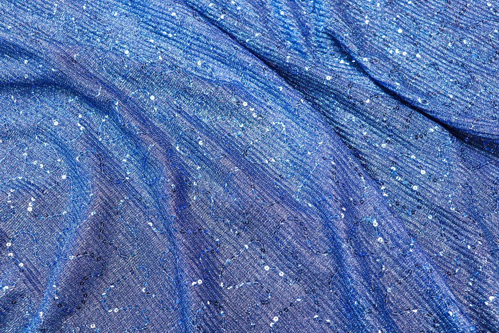 Blue Sequin Lurex Fabric with Shimmer Finish