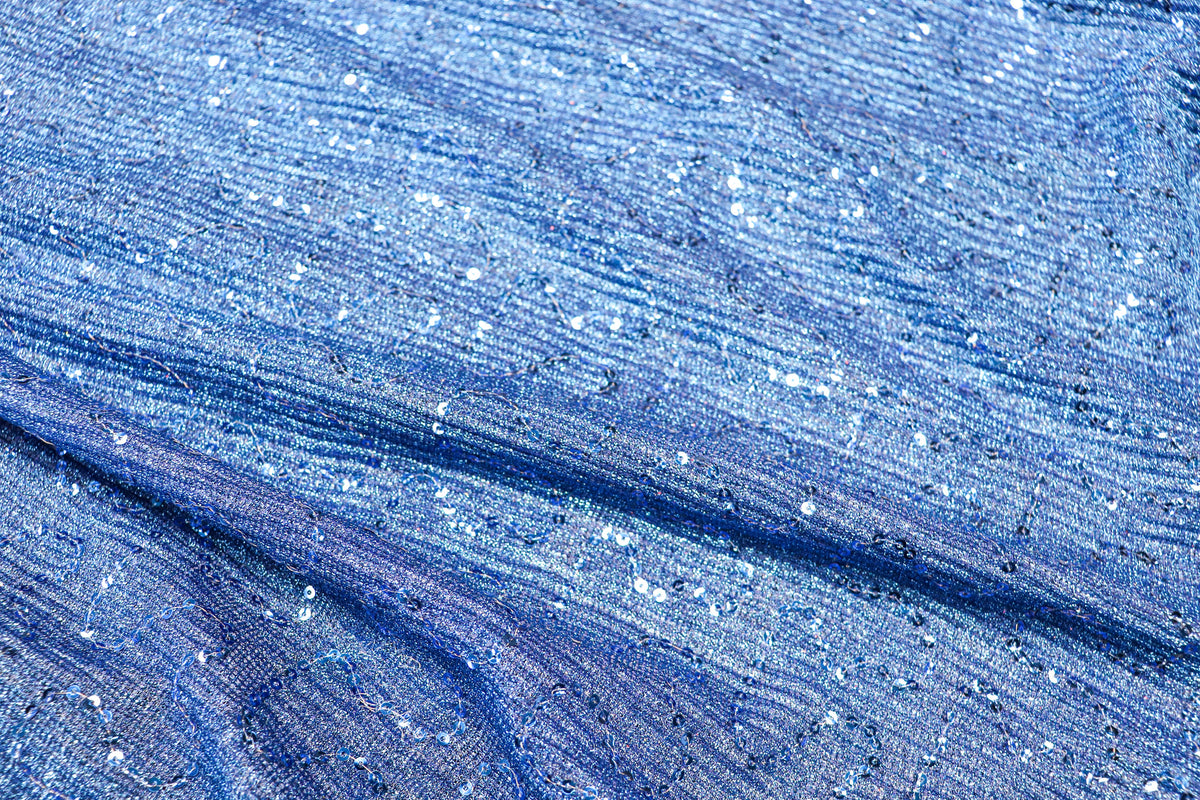 Blue Sequin Lurex Fabric with Shimmer Finish