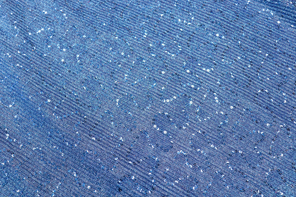 Blue Sequin Lurex Fabric with Shimmer Finish