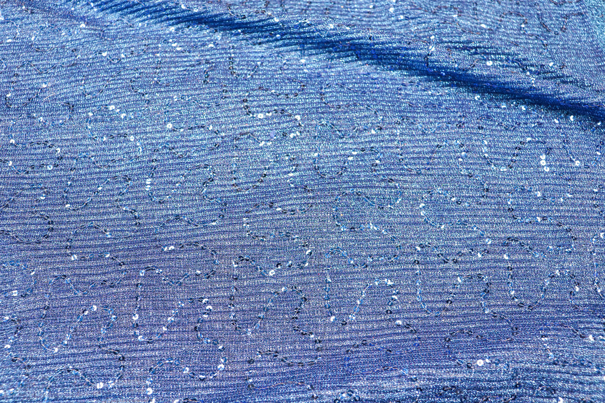 Blue Sequin Lurex Fabric with Shimmer Finish