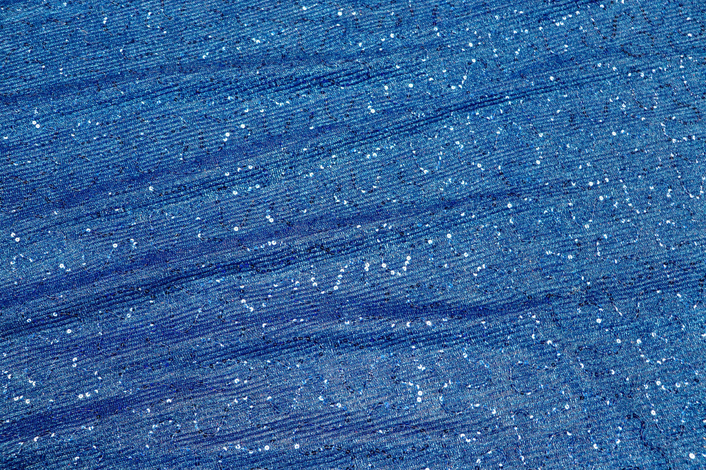 Blue Sequin Lurex Fabric with Shimmer Finish