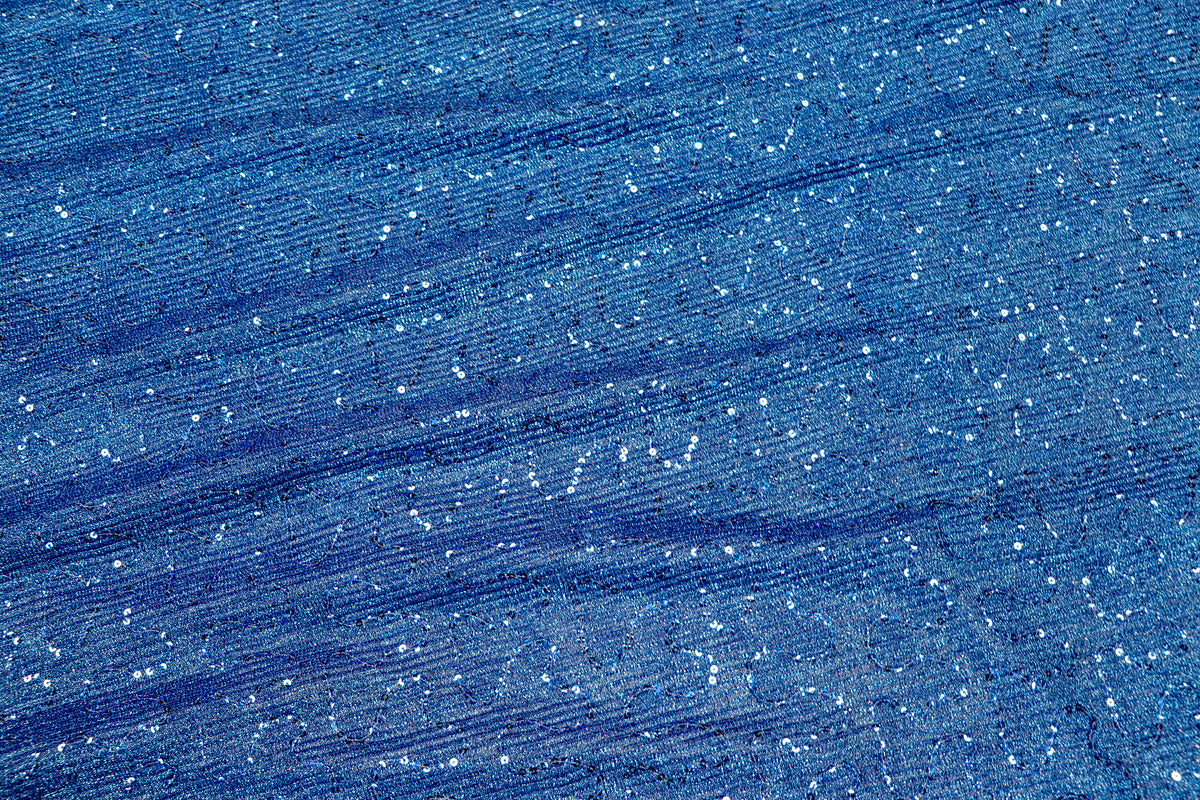 Blue Sequin Lurex Fabric with Shimmer Finish