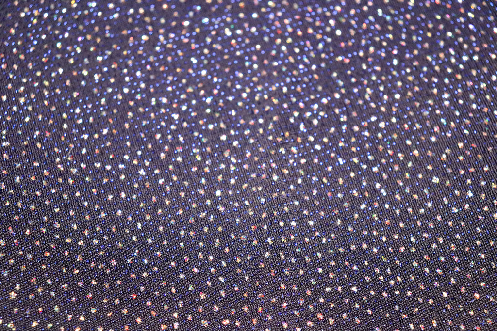 Navy Royal Blue Lurex Fabric Glitter All Way Stretch