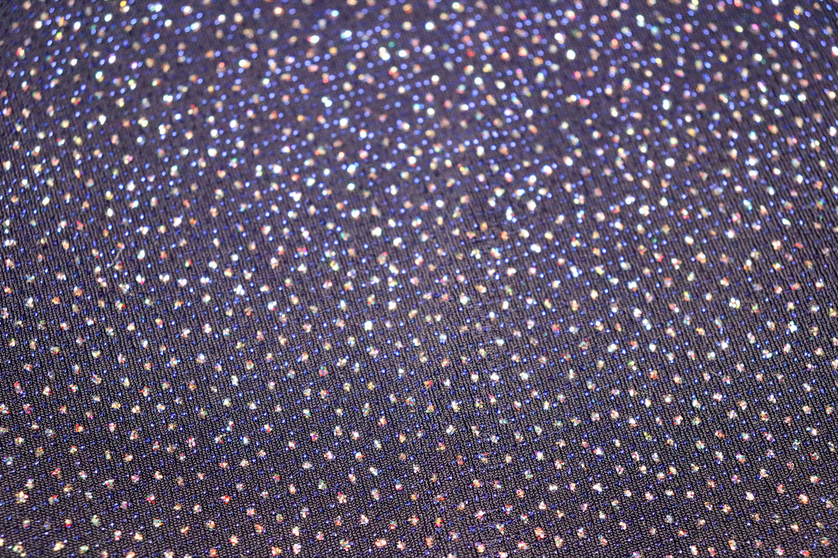 Navy Royal Blue Lurex Fabric Glitter All Way Stretch