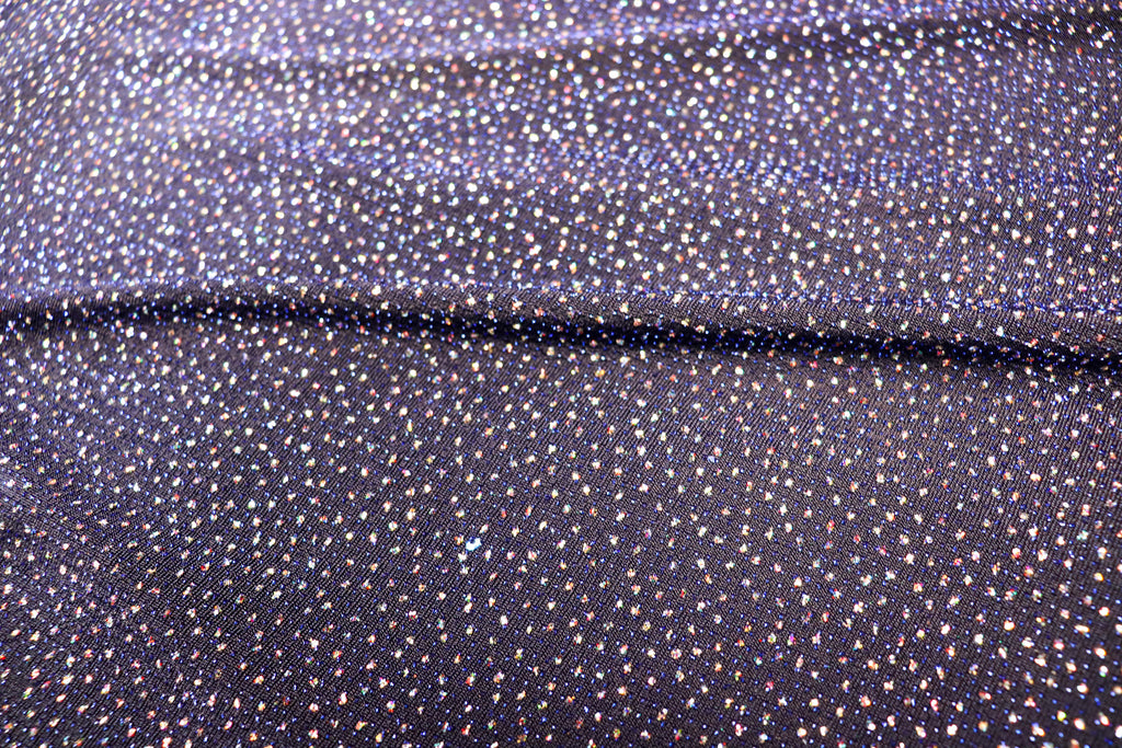 Navy Royal Blue Lurex Fabric Glitter All Way Stretch