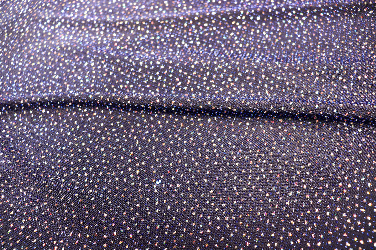 Navy Royal Blue Lurex Fabric Glitter All Way Stretch