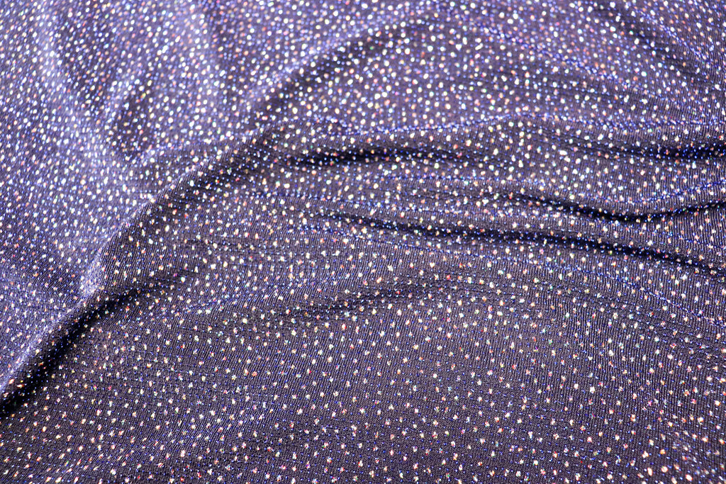 Navy Royal Blue Lurex Fabric Glitter All Way Stretch