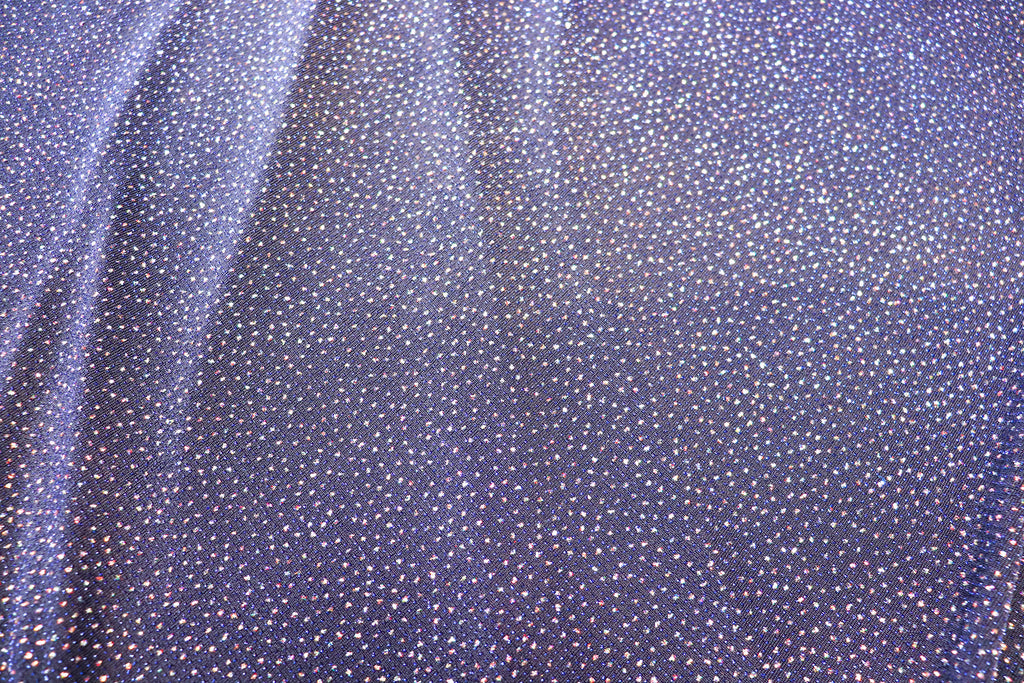 Navy Royal Blue Lurex Fabric Glitter All Way Stretch
