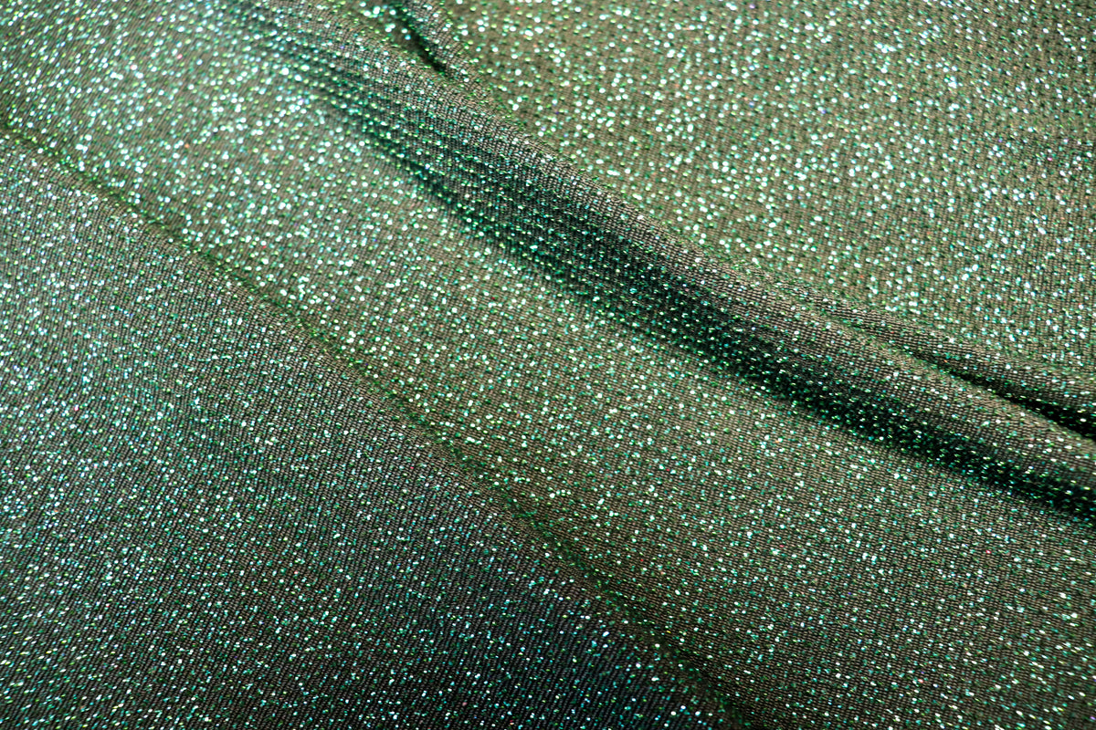 Emerald Green Lurex Fabric Shiny All Way Stretch