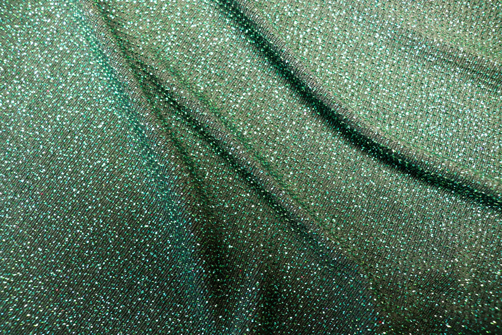 Emerald Green Lurex Fabric Shiny All Way Stretch