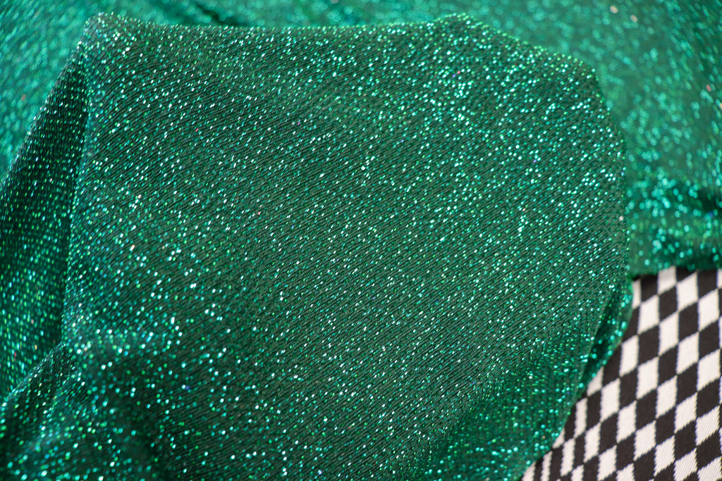 Emerald Green Lurex Fabric Shiny All Way Stretch