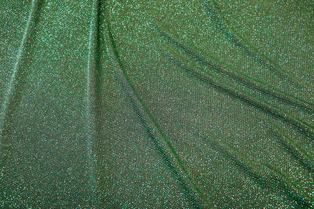Emerald Green Lurex Fabric Shiny All Way Stretch