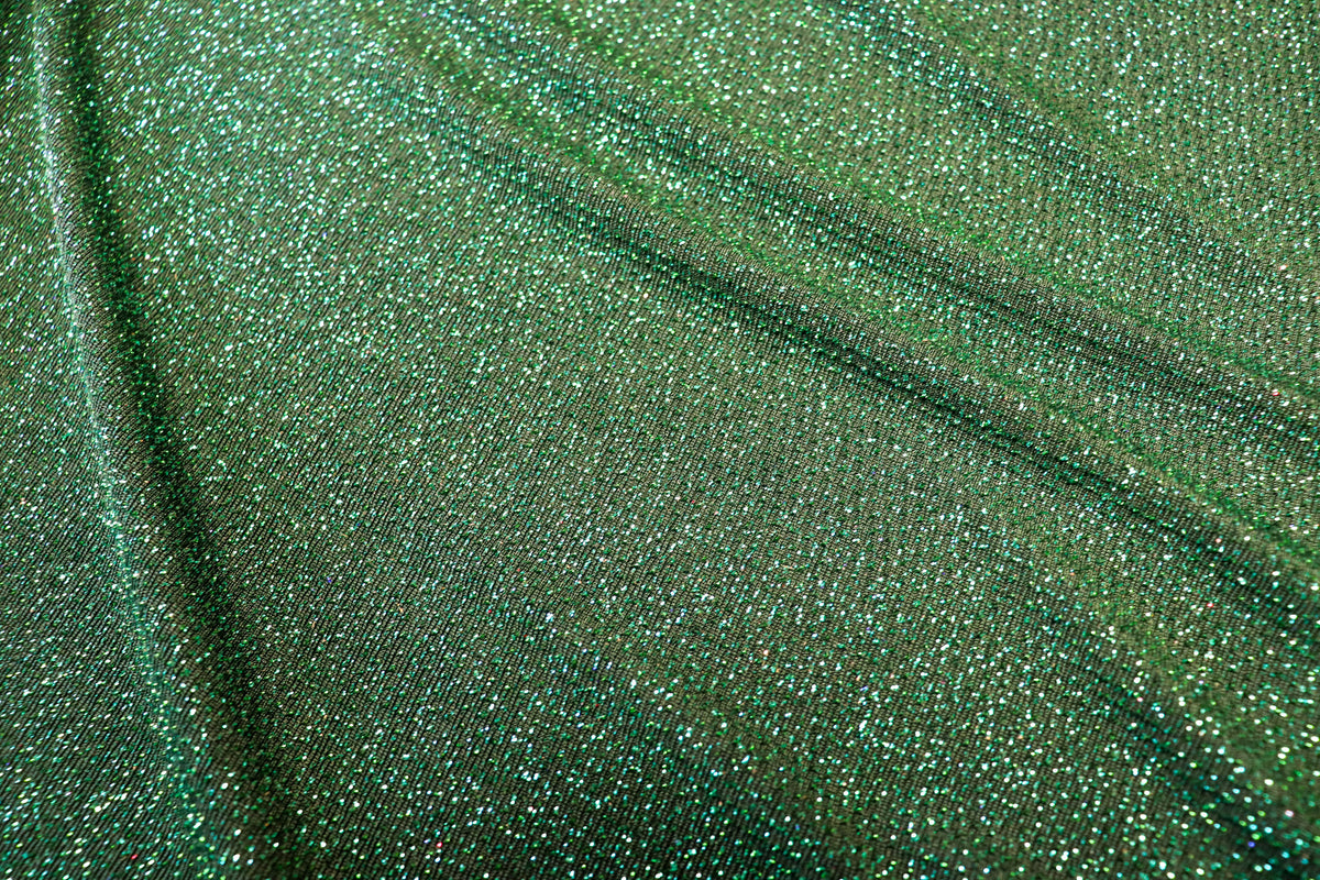Emerald Green Lurex Fabric Shiny All Way Stretch