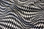 Abstract Diamond Jacquard Fabric Black White Geometric Stretch
