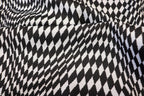 Abstract Diamond Jacquard Fabric Black White Geometric Stretch