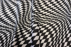 Abstract Diamond Jacquard Fabric Black White Geometric Stretch