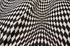 Abstract Diamond Jacquard Fabric Black White Geometric Stretch