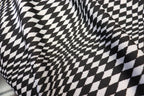 Abstract Diamond Jacquard Fabric Black White Geometric Stretch