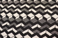 Geometric Stretch Jacquard Fabric Black Cream Grey Angular Pattern