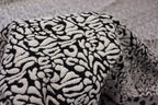 Black White Leopard Jacquard Fabric Raised Pattern Stretch
