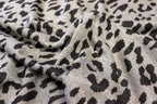 Grey Leopard Jacquard Fabric Black Spots Stretch Knit