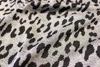 Grey Leopard Jacquard Fabric Black Spots Stretch Knit
