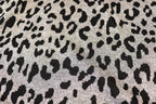 Grey Leopard Jacquard Fabric Black Spots Stretch Knit