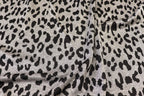 Grey Leopard Jacquard Fabric Black Spots Stretch Knit