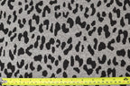 Grey Leopard Jacquard Fabric Black Spots Stretch Knit